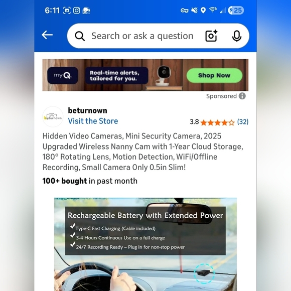 Mini Security Camera with Rechargeable Battery - Picture 1 of 5